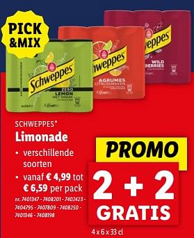 Promotions Limonade - Schweppes - Valide de 08/05/2024 à 14/05/2024 chez Lidl
