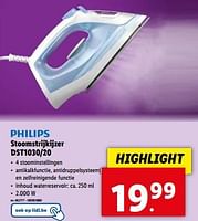 Promoties Philips stoomstrijkijzer dst1030-20 - Philips - Geldig van 08/05/2024 tot 14/05/2024 bij Lidl
