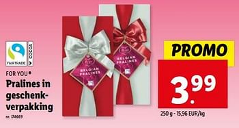 Promotions Pralines in geschenkverpakking - For You - Valide de 08/05/2024 à 14/05/2024 chez Lidl