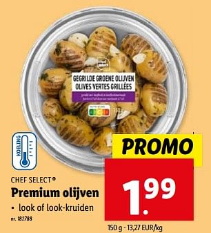 Promoties Premium olijven - Chef select - Geldig van 08/05/2024 tot 14/05/2024 bij Lidl