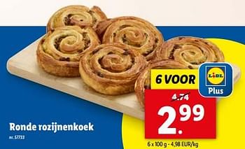 Promoties Ronde rozijnenkoek - Huismerk - Lidl - Geldig van 08/05/2024 tot 14/05/2024 bij Lidl