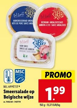 Promotions Smeersalade op belgische wijze - Bel Appétit - Valide de 08/05/2024 à 14/05/2024 chez Lidl