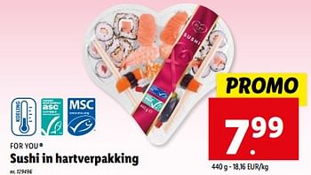 Promotions Sushi in hartverpakking - For You - Valide de 08/05/2024 à 14/05/2024 chez Lidl