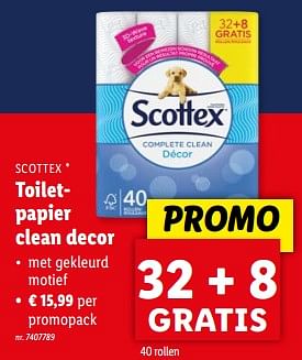 Promoties Toiletpapier clean decor - Scottex - Geldig van 08/05/2024 tot 14/05/2024 bij Lidl