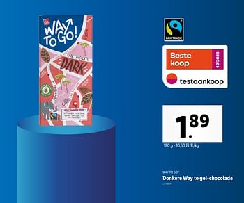 Promotions Donkere way to go!-chocolade - Way To Go - Valide de 08/05/2024 à 14/05/2024 chez Lidl