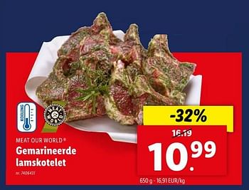 Promotions Gemarineerde lamskotelet - Meat our World - Valide de 08/05/2024 à 14/05/2024 chez Lidl