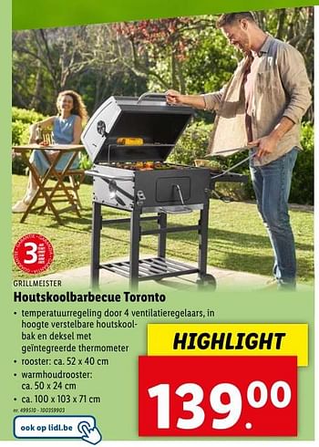 Promoties Houtskoolbarbecue toronto - Grill Meister - Geldig van 08/05/2024 tot 14/05/2024 bij Lidl
