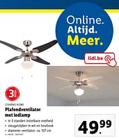 Promoties Plafondventilator met ledlamp - Livarno - Geldig van 08/05/2024 tot 14/05/2024 bij Lidl