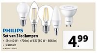 Promoties Set van 3 ledlampen - Philips - Geldig van 08/05/2024 tot 14/05/2024 bij Lidl