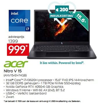 Promotions Acer nitro v 15 anv15 51 74qb - Acer - Valide de 26/04/2024 à 31/05/2024 chez Selexion