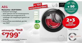 Promoties Aeg wasmachine - axlr73xu844 - AEG - Geldig van 26/04/2024 tot 31/05/2024 bij Exellent