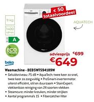 Promoties Beko wasmachine - beb5wt594189w - Beko - Geldig van 26/04/2024 tot 31/05/2024 bij Exellent