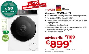Promotions Bosch wasmachine - bowgb2440pfg - Bosch - Valide de 26/04/2024 à 31/05/2024 chez Exellent