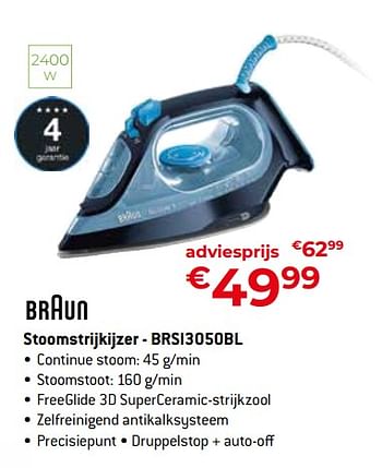 Promotions Braun stoomstrijkijzer - brsi3050bl - Braun - Valide de 26/04/2024 à 31/05/2024 chez Exellent