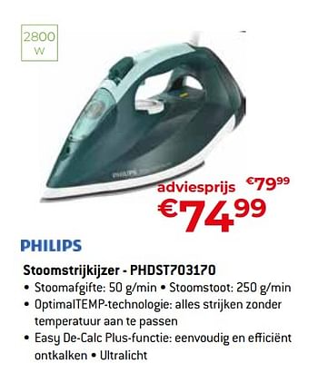 Promoties Philips stoomstrijkijzer - phdst703170 - Philips - Geldig van 26/04/2024 tot 31/05/2024 bij Exellent