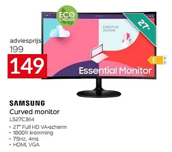 Promotions Samsung curved monitor ls27c364 - Samsung - Valide de 26/04/2024 à 31/05/2024 chez Selexion
