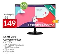 Promoties Samsung curved monitor ls27c364 - Samsung - Geldig van 26/04/2024 tot 31/05/2024 bij Selexion
