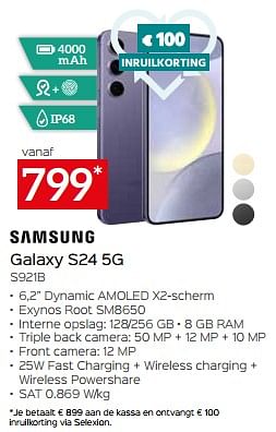 Promotions Samsung galaxy s24 5g s921b - Samsung - Valide de 26/04/2024 à 31/05/2024 chez Selexion