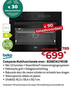 Beko compacte multifunctionele oven - bzbbcm17400b