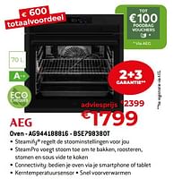 Promoties Aeg oven - ag944188816 - bse798380t - AEG - Geldig van 26/04/2024 tot 31/05/2024 bij Exellent
