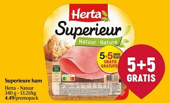 Promotions Superieure ham - Herta - Valide de 01/05/2024 à 08/05/2024 chez Delhaize