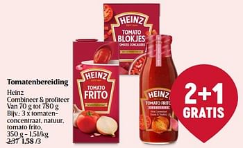 Promotions Tomatenconcentraat natuur tomato frito - Heinz - Valide de 01/05/2024 à 08/05/2024 chez Delhaize