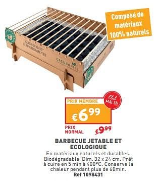 Promotions Barbecue jetable et ecologique - Produit maison - Trafic  - Valide de 02/05/2024 à 06/05/2024 chez Trafic
