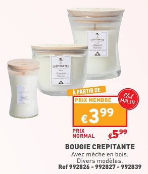 Promotions Bougie crepitante - Produit maison - Trafic  - Valide de 02/05/2024 à 06/05/2024 chez Trafic