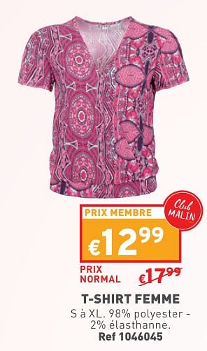 Promoties T-shirt femme - Huismerk - Trafic  - Geldig van 02/05/2024 tot 06/05/2024 bij Trafic