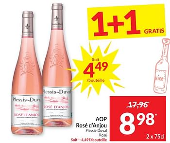 Promoties Aop rosé d’anjou plessis-duval rosé - Rosé wijnen - Geldig van 30/04/2024 tot 05/05/2024 bij Intermarche