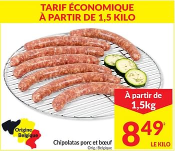 Promotions Chipolatas porc et boeuf - Produit maison - Intermarche - Valide de 30/04/2024 à 05/05/2024 chez Intermarche