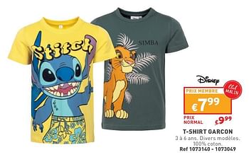 Promoties T-shirt garcon - Disney - Geldig van 02/05/2024 tot 06/05/2024 bij Trafic