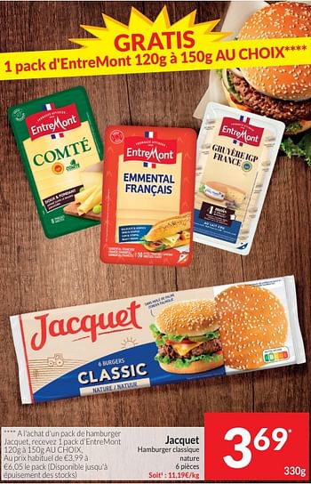 Promoties Jacquet hamburger classique nature - Jacquet - Geldig van 30/04/2024 tot 05/05/2024 bij Intermarche