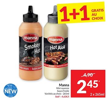 Promoties Manna mini squeeze sauce froide - Manna - Geldig van 30/04/2024 tot 05/05/2024 bij Intermarche