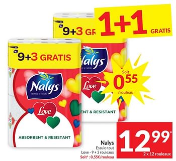 Promoties Nalys essuie-tout love - Nalys - Geldig van 30/04/2024 tot 05/05/2024 bij Intermarche