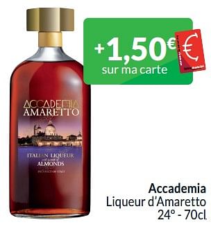Promotions Accademia liqueur d’amaretto - Accademia - Valide de 01/05/2024 à 31/05/2024 chez Intermarche