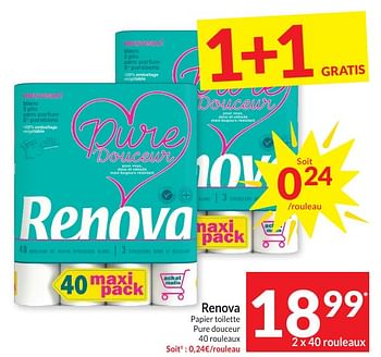 Promoties Renova papier toilette pure douceur - Renova - Geldig van 30/04/2024 tot 05/05/2024 bij Intermarche