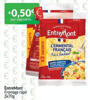 Promoties Entremont fromage râpé - Entre Mont - Geldig van 01/05/2024 tot 31/05/2024 bij Intermarche