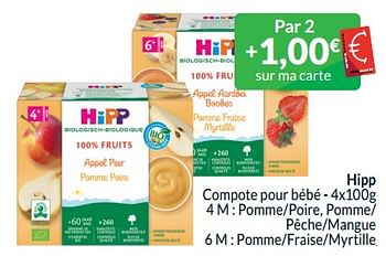 Promotions Hipp compote pour bébé - Hipp - Valide de 01/05/2024 à 31/05/2024 chez Intermarche