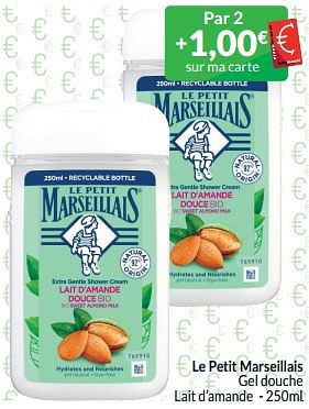 Promotions Le petit marseillais gel douche lait d’amande - Le Petit Marseillais - Valide de 01/05/2024 à 31/05/2024 chez Intermarche