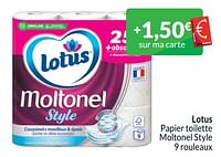 Promotions Lotus papier toilette moltonel style - Lotus Nalys - Valide de 01/05/2024 à 31/05/2024 chez Intermarche