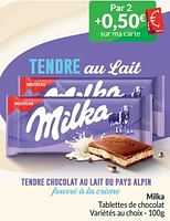 Promotions Milka tablettes de chocolat - Milka - Valide de 01/05/2024 à 31/05/2024 chez Intermarche