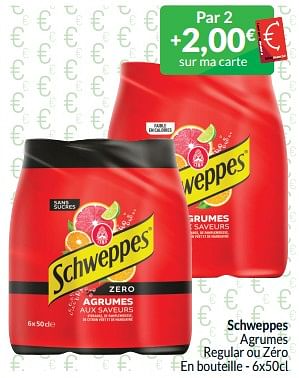 Promoties Schweppes agrumes regular ou zéro - Schweppes - Geldig van 01/05/2024 tot 31/05/2024 bij Intermarche