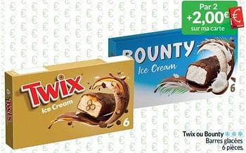 Promoties Twix ou bounty barres glacées - Huismerk - Intermarche - Geldig van 01/05/2024 tot 31/05/2024 bij Intermarche
