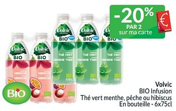Promoties Volvic bio infusion thé vert menthe, pêche ou hibiscus - Volvic - Geldig van 01/05/2024 tot 31/05/2024 bij Intermarche