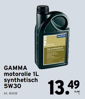 Promotions Gamma motorolie synthetisch - Produit maison - Gamma - Valide de 01/05/2024 à 07/05/2024 chez Gamma
