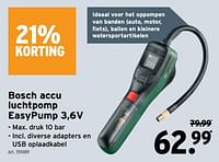 Promoties Bosch accu luchtpomp easypump 3,6v - Bosch - Geldig van 01/05/2024 tot 07/05/2024 bij Gamma