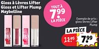 Promotions Gloss lèvres lifter plump - Maybelline - Valide de 30/04/2024 à 12/05/2024 chez Kruidvat