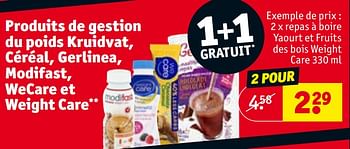 Promotions Repas à boire yaourt et fruits des bois weight care - Weight Care - Valide de 30/04/2024 à 12/05/2024 chez Kruidvat
