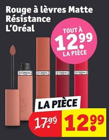 Promoties Rouge à lèvres matte résistance l’oréal - L'Oreal Paris - Geldig van 30/04/2024 tot 12/05/2024 bij Kruidvat